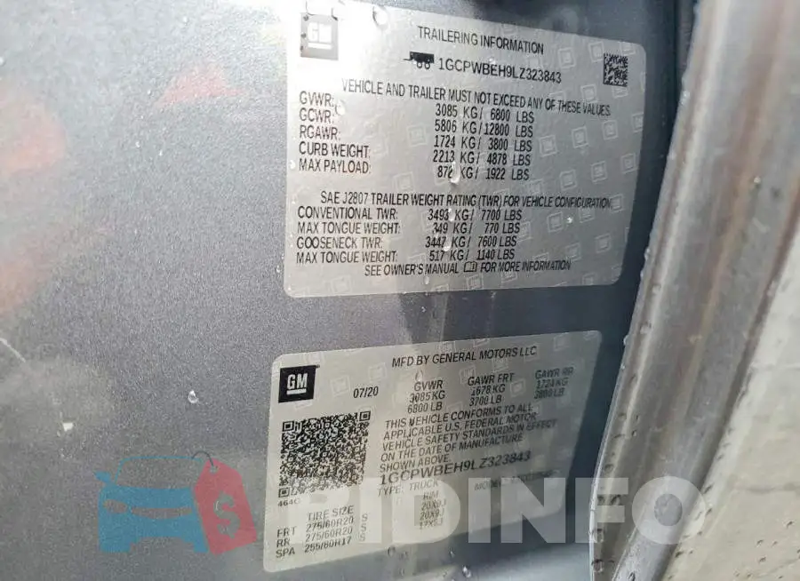1GCPWBEH9LZ323843 Photo# 13