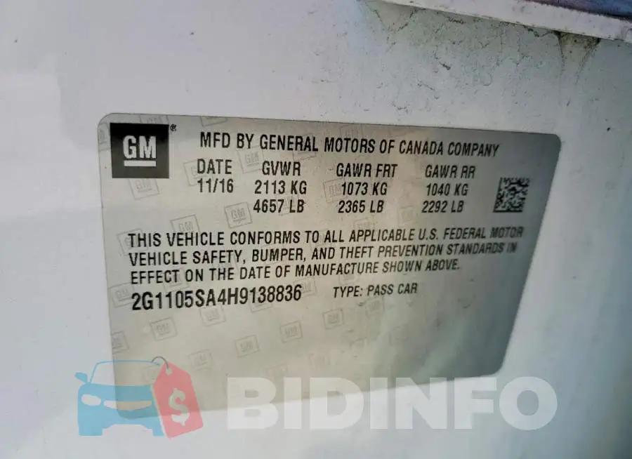 2G1105SA4H9138836 Photo# 12
