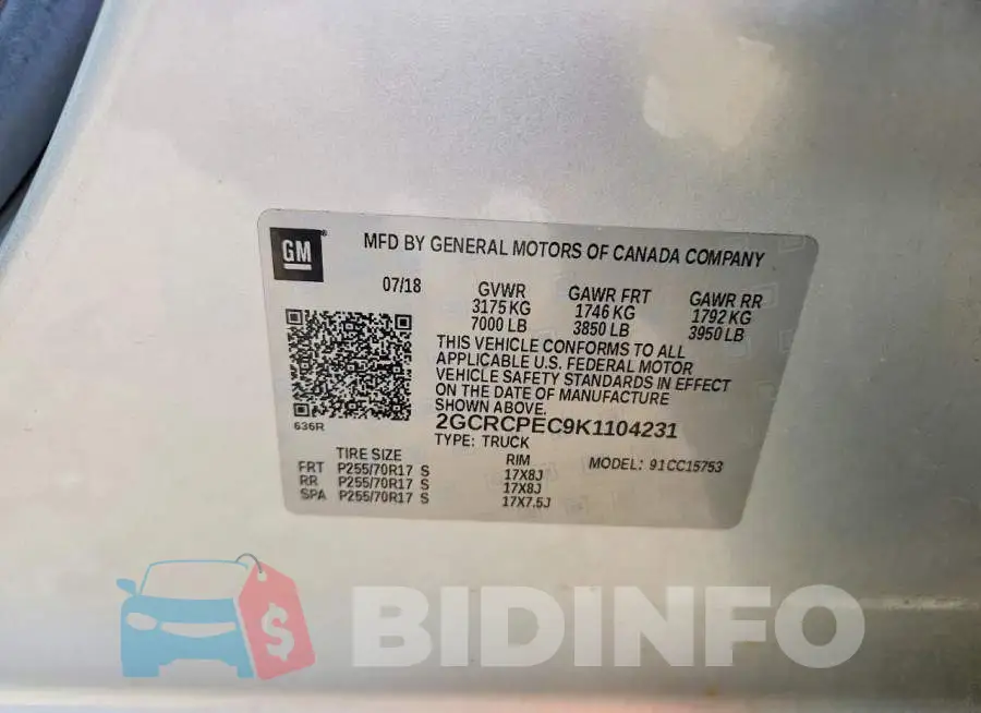 2GCRCPEC9K1104231 Photo# 13