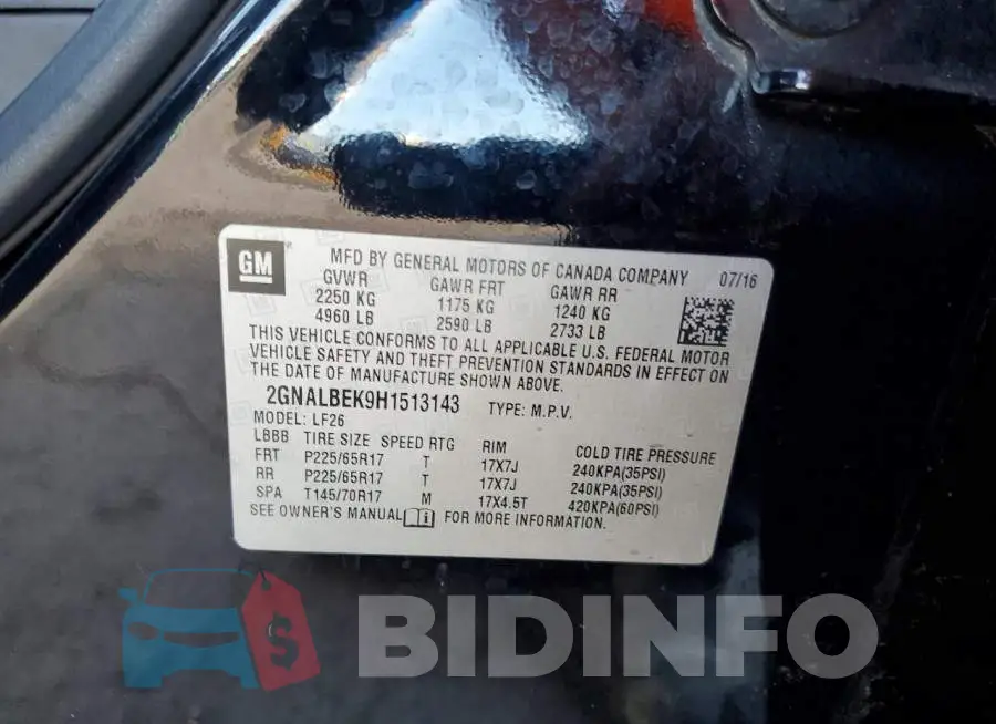 2GNALBEK9H1513143 Photo# 13