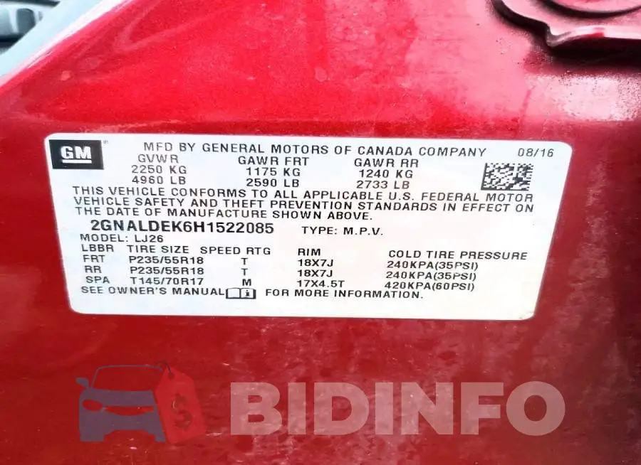 2GNALDEK6H1522085 Photo# 12