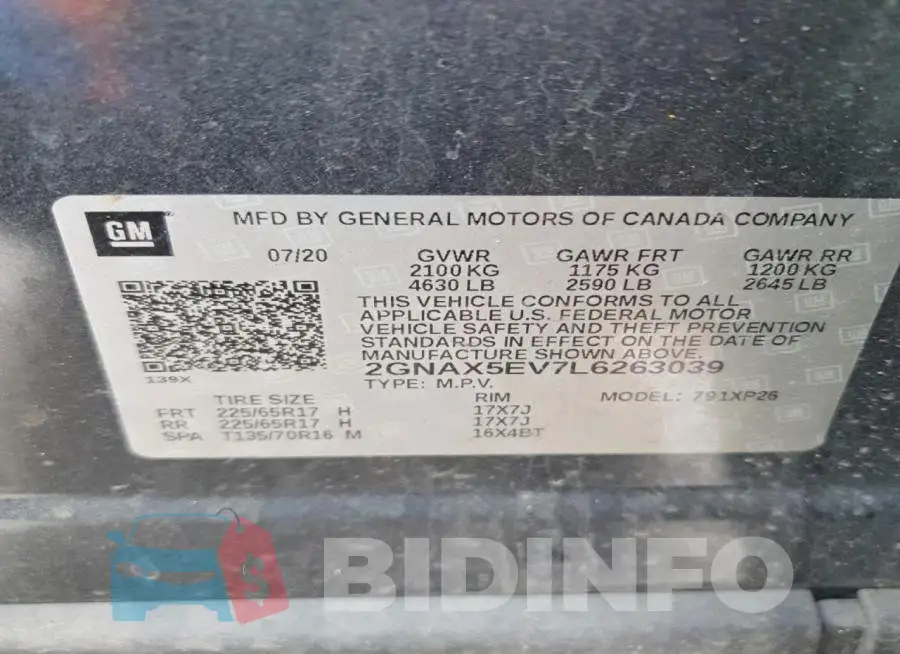 2GNAX5EV7L6263039 Photo# 14