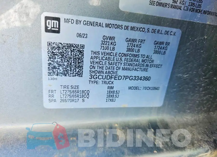 3GCUDFED7PG334360 Photo# 13