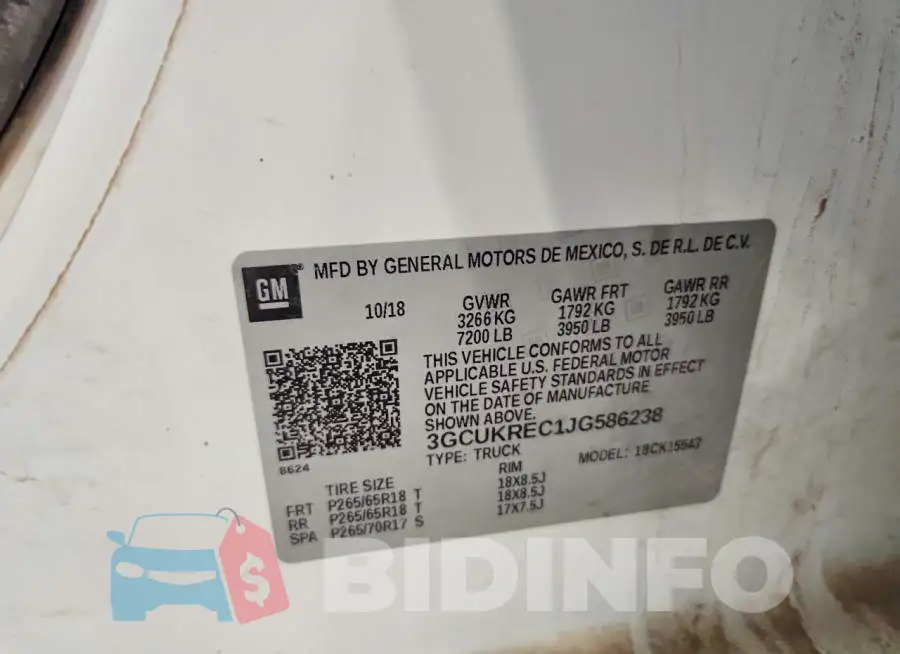 3GCUKREC1JG586238 Photo# 12
