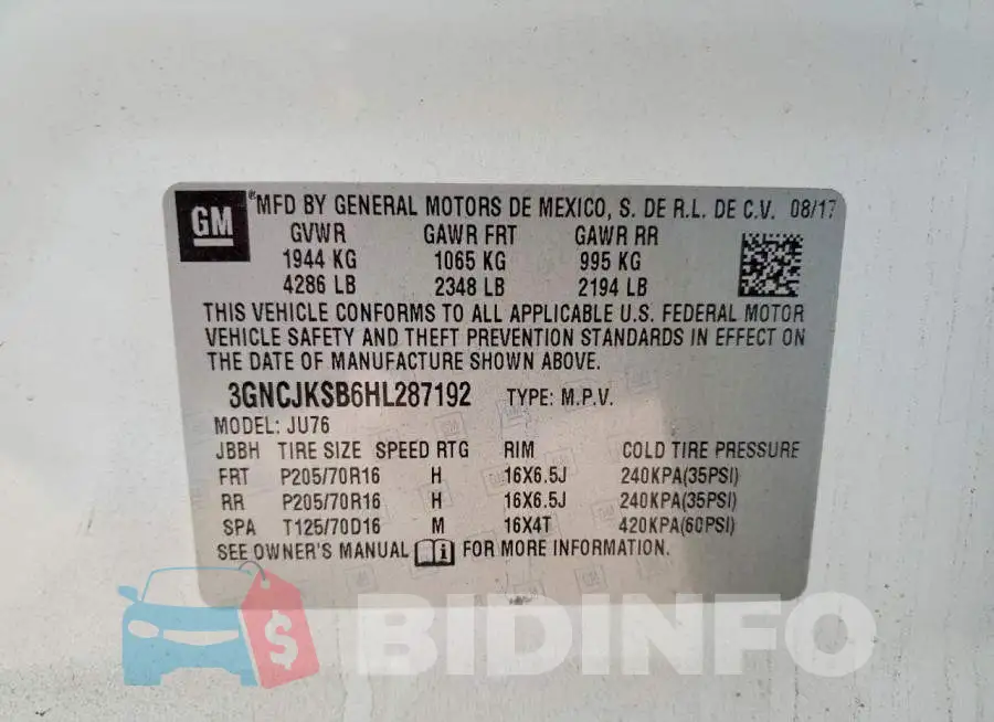 3GNCJKSB6HL287192 Photo# 13