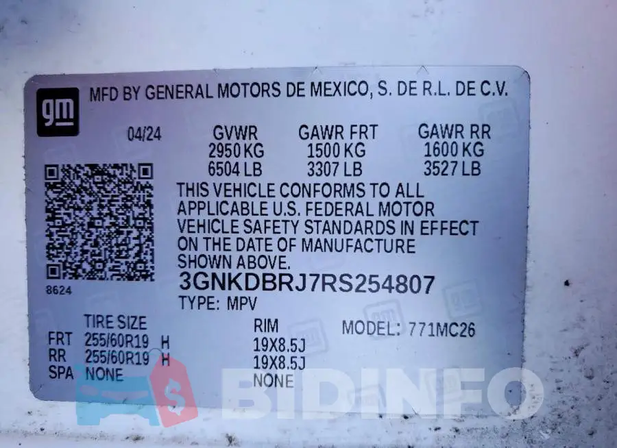 3GNKDBRJ7RS254807 Photo# 13