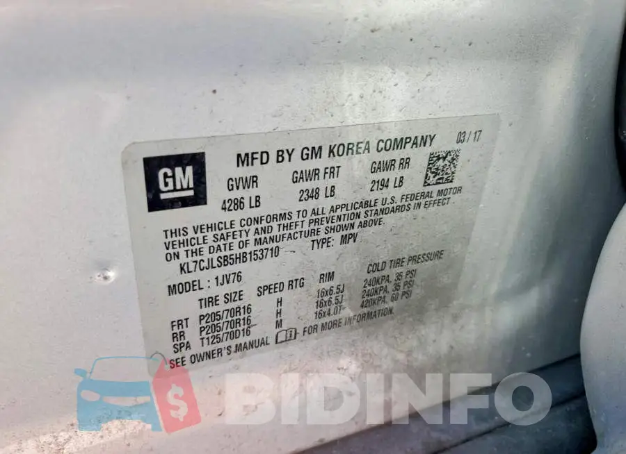 KL7CJLSB5HB153710 Photo# 13