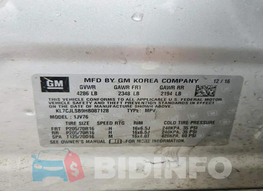 KL7CJLSB9HB087128 Photo# 13