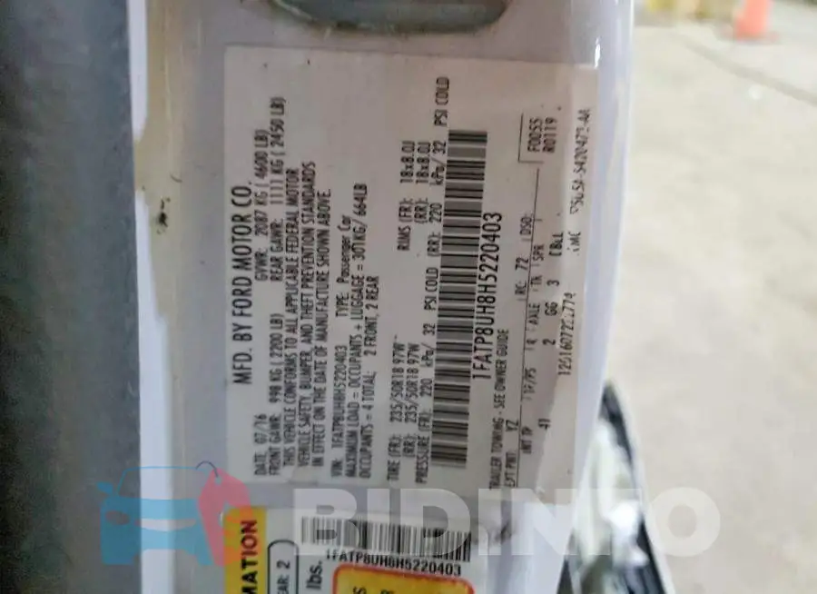 1FATP8UH8H5220403 Photo# 12