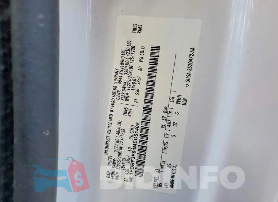 1FDRF3F64MED51405 Photo# 12