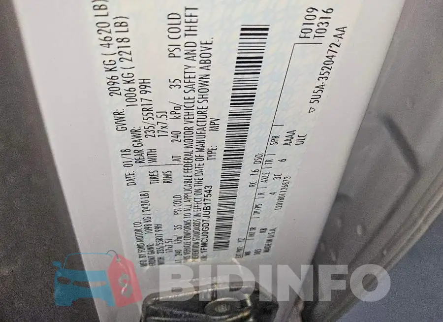 1FMCU0GD7JUB17543 Photo# 13