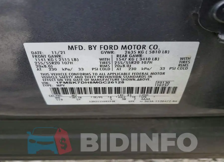 1FMSK7DH8MGC26128 Photo# 13