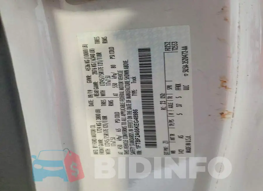 1FTBF2A66KEG48986 Photo# 12