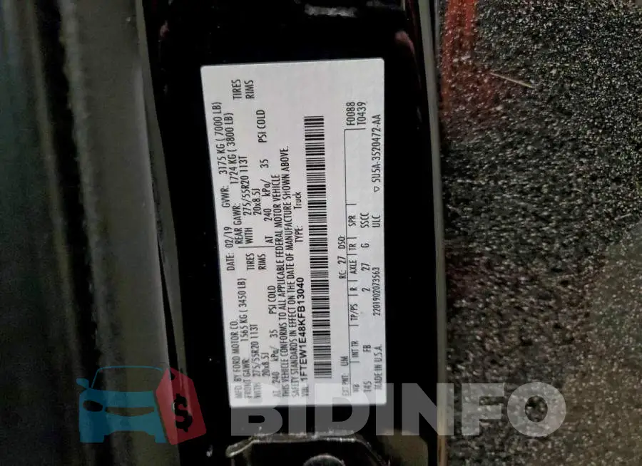 1FTEW1E48KFB13040 Photo# 12