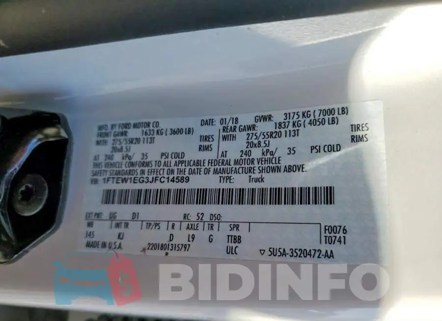 1FTEW1EG3JFC14589 Photo# 12