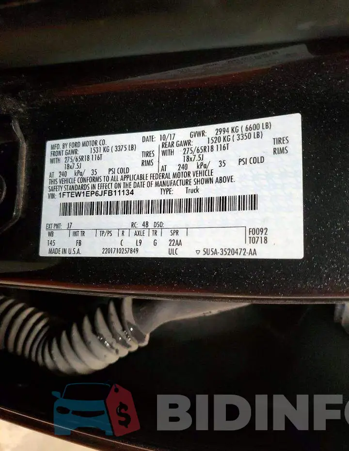 1FTEW1EP6JFB11134 Photo# 12