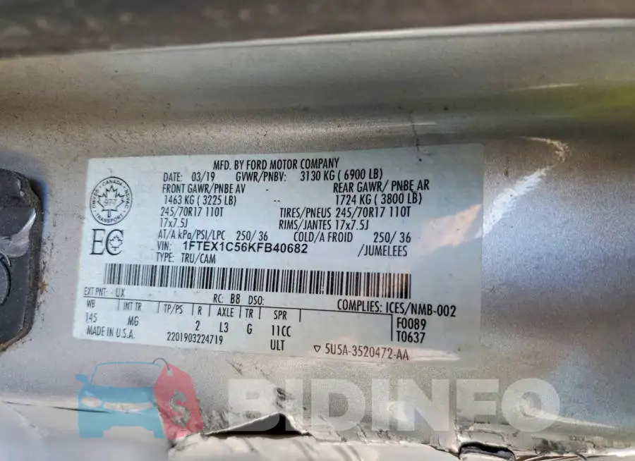 1FTEX1C56KFB40682 Photo# 12
