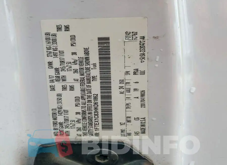 1FTEX1C83HKD61862 Photo# 12