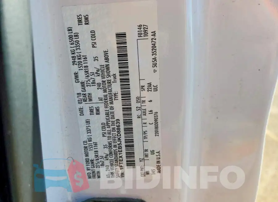 1FTEX1EB5JKD88639 Photo# 12
