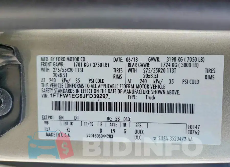 1FTFW1EG6JFD39297 Photo# 12