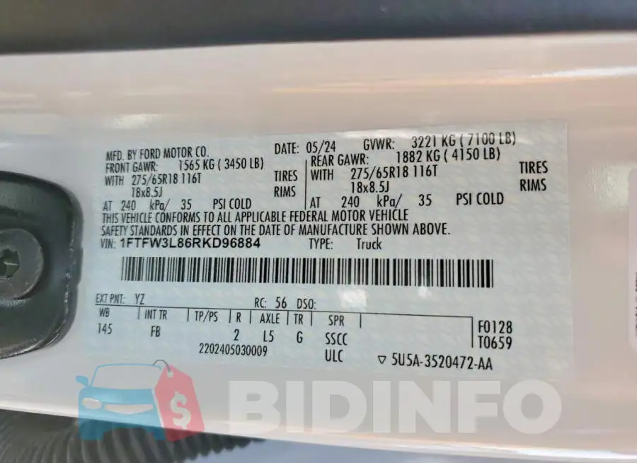 1FTFW3L86RKD96884 Photo# 12