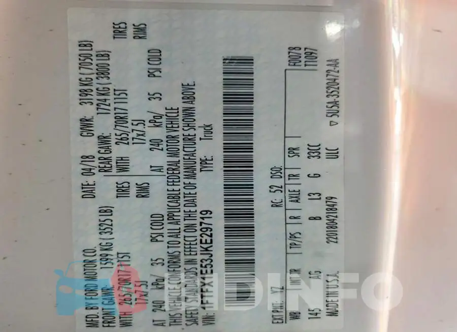 1FTFX1E53JKE29719 Photo# 12