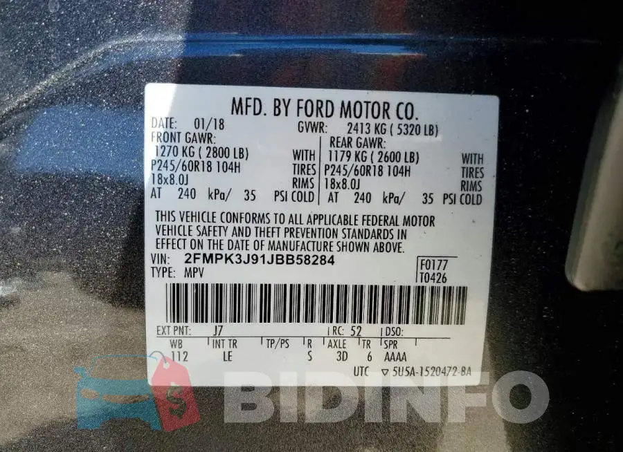 2FMPK3J91JBB58284 Photo# 14