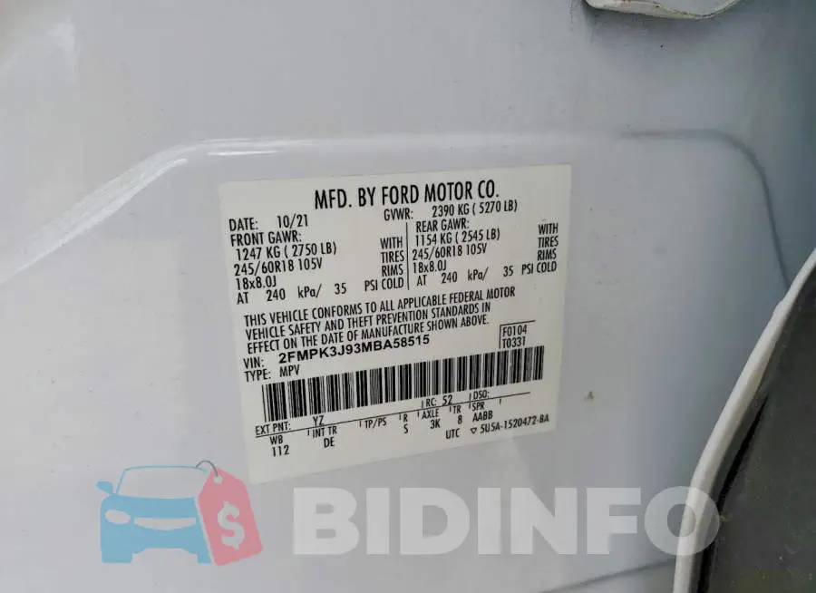 2FMPK3J93MBA58515 Photo# 14
