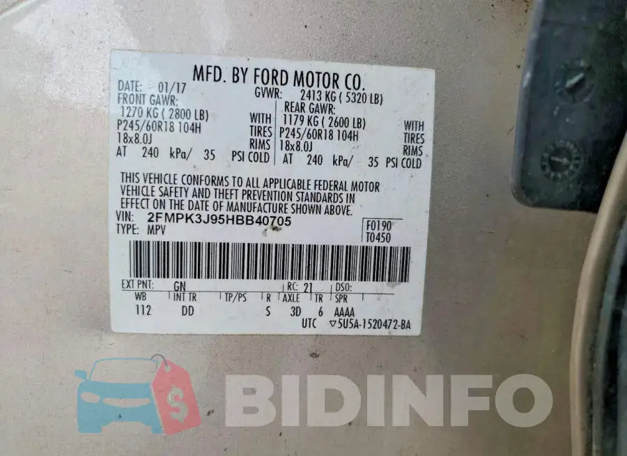 2FMPK3J95HBB40705 Photo# 13