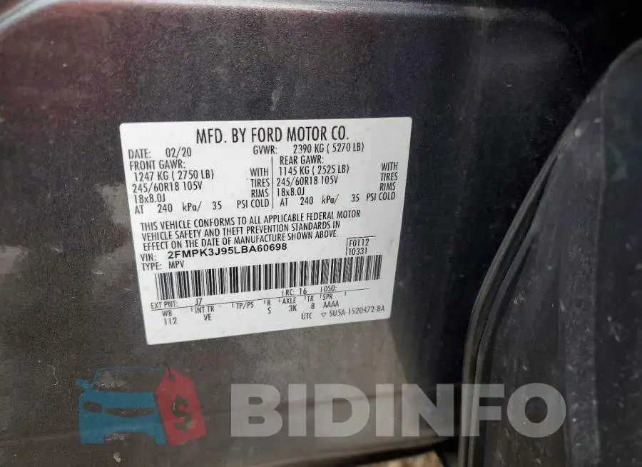 2FMPK3J95LBA60698 Photo# 13