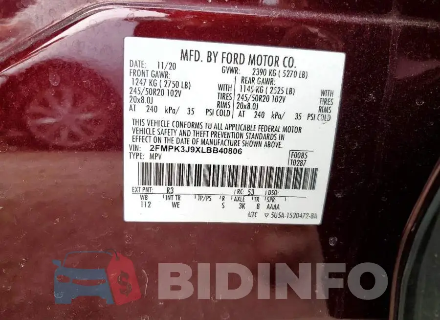 2FMPK3J9XLBB40806 Photo# 13