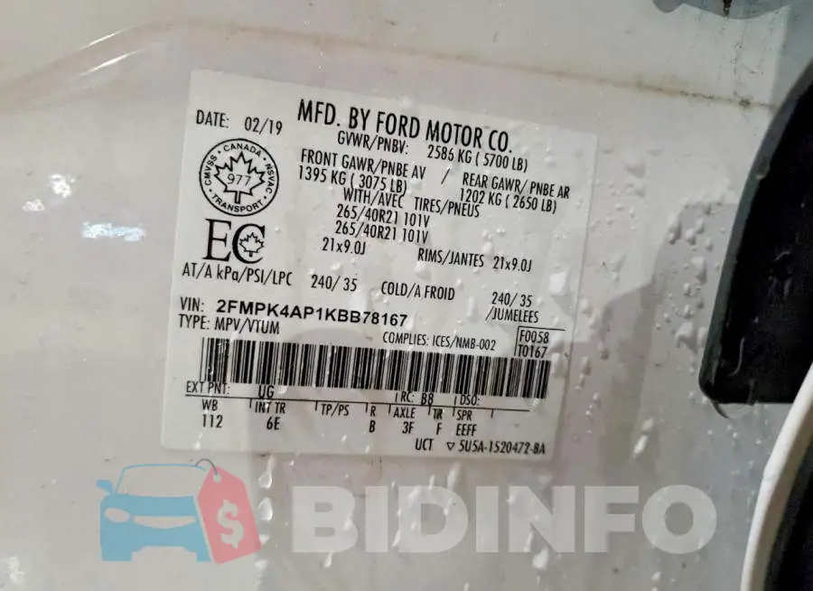 2FMPK4AP1KBB78167 Photo# 12