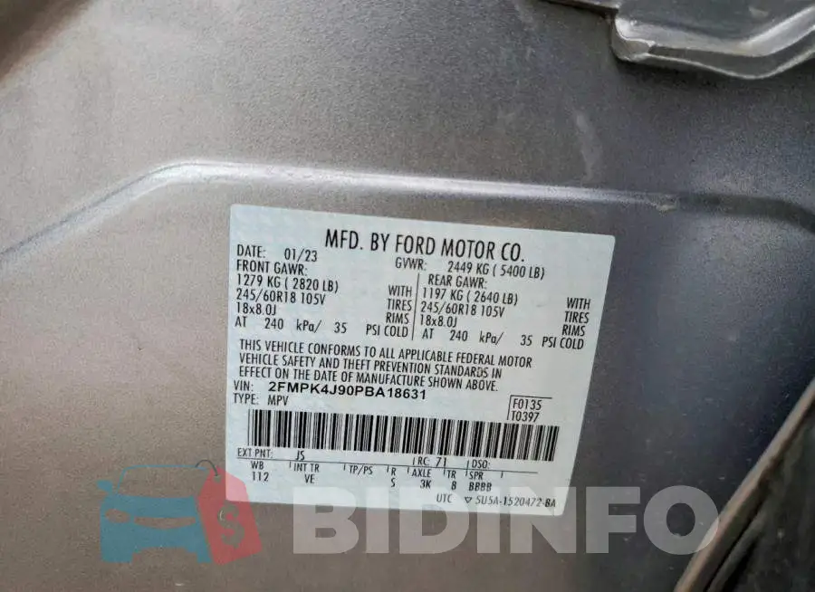 2FMPK4J90PBA18631 Photo# 13
