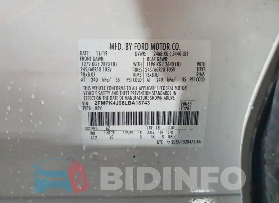 2FMPK4J98LBA18743 Photo# 13