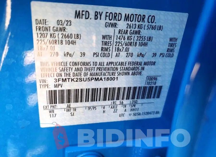 3FMTK2SU5PMA18001 Photo# 12
