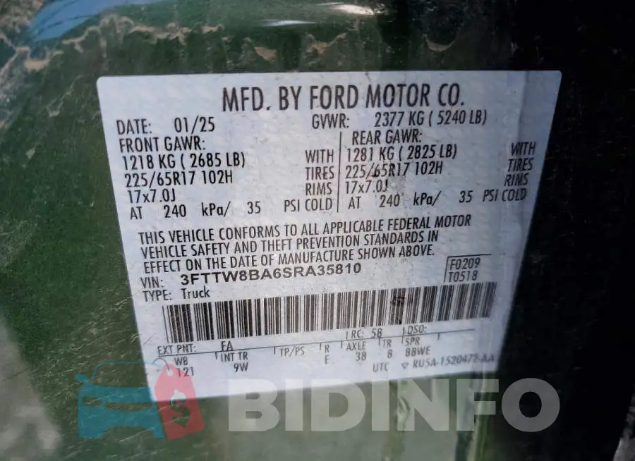 3FTTW8BA6SRA35810 Photo# 12