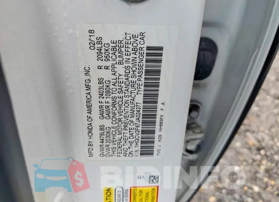 1HGCV2F67JA024377 Photo# 12