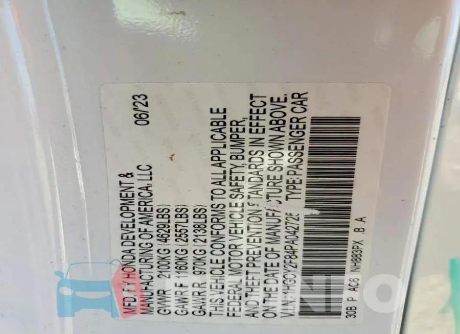 1HGCY2F84PA042725 Photo# 13