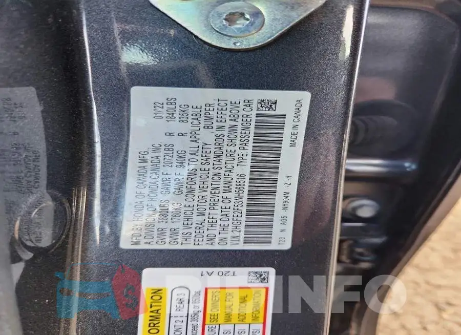2HGFE2F53NH568516 Photo# 12