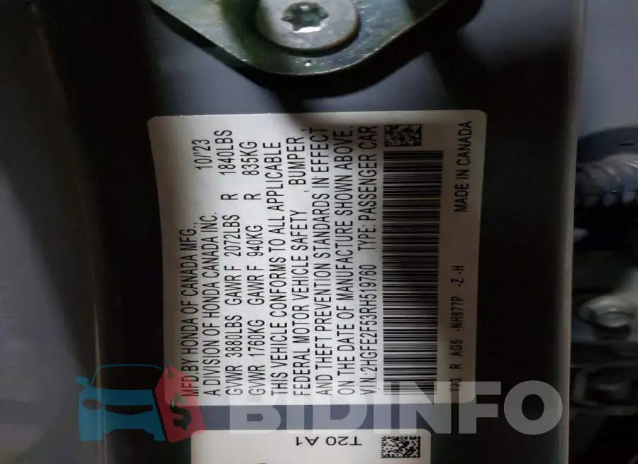 2HGFE2F53RH519760 Photo# 12