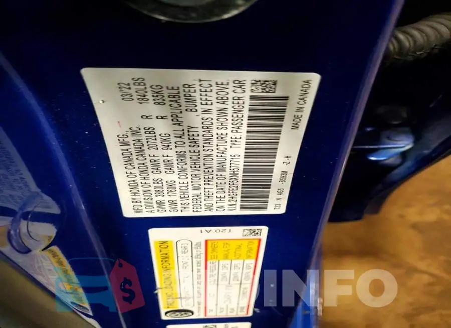 2HGFE2F5XNH577715 Photo# 13