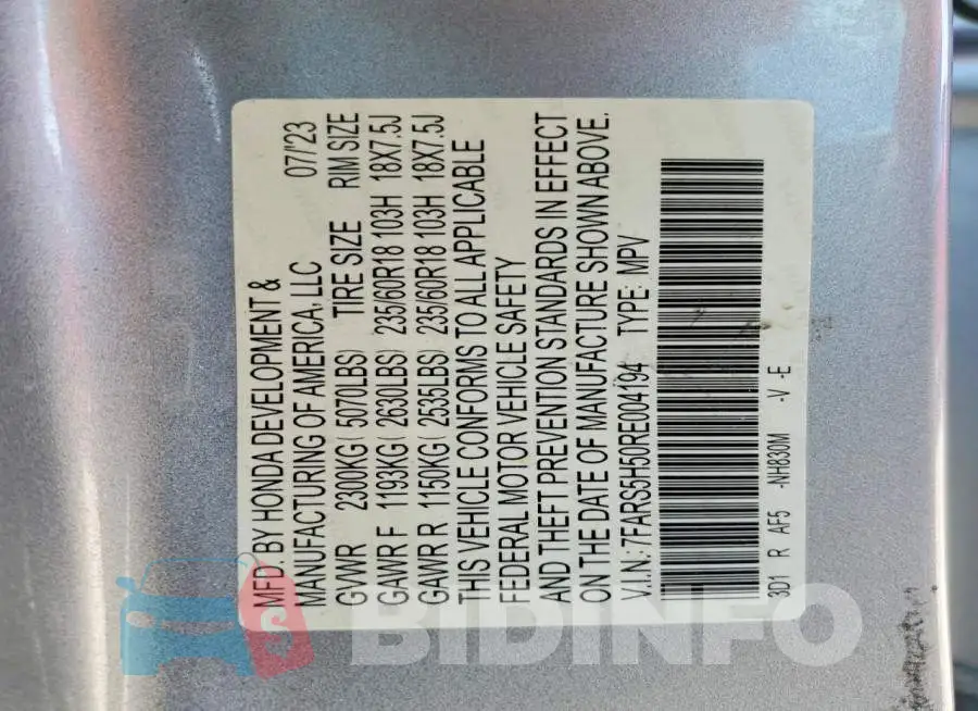 7FARS5H50RE004194 Photo# 13