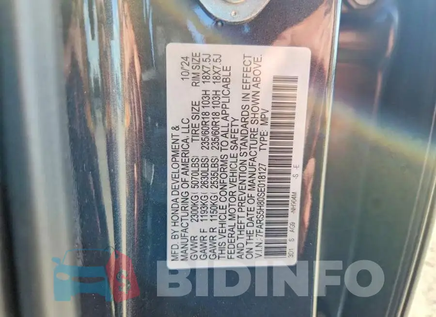 7FARS5H80SE018127 Photo# 14