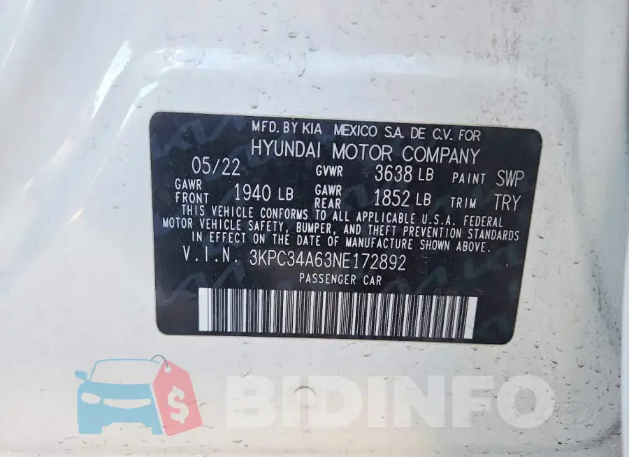 3KPC34A63NE172892 Photo# 12