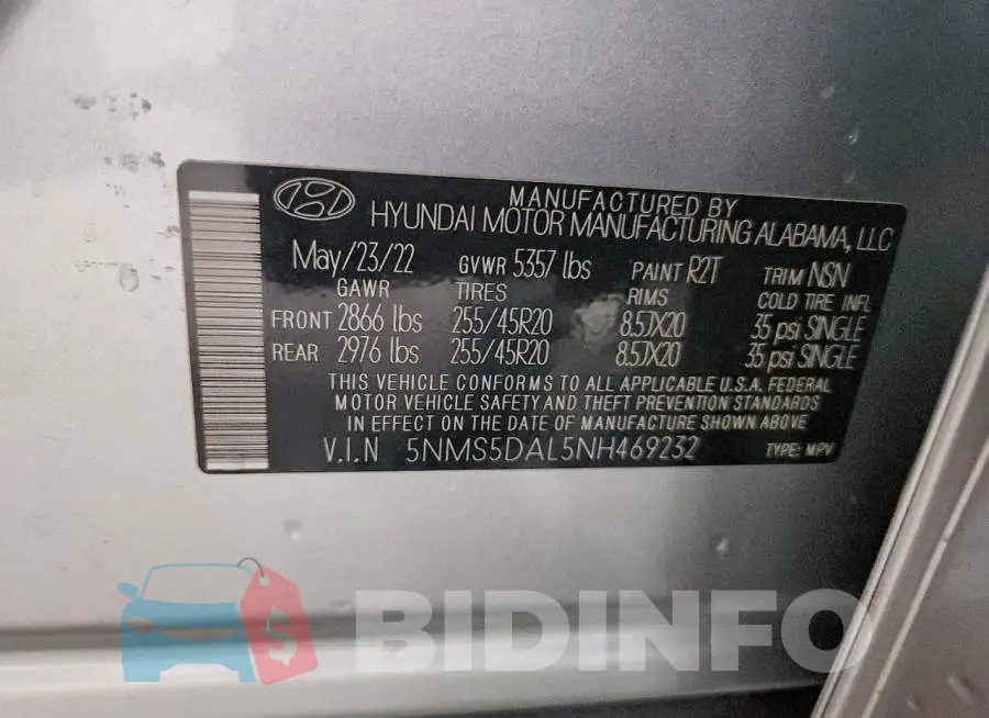 5NMS5DAL5NH469232 Photo# 13