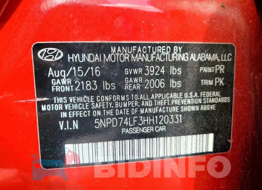 5NPD74LF3HH120331 Photo# 13