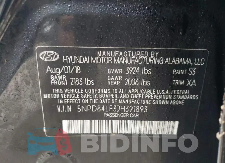 5NPD84LF3JH391893 Photo# 12