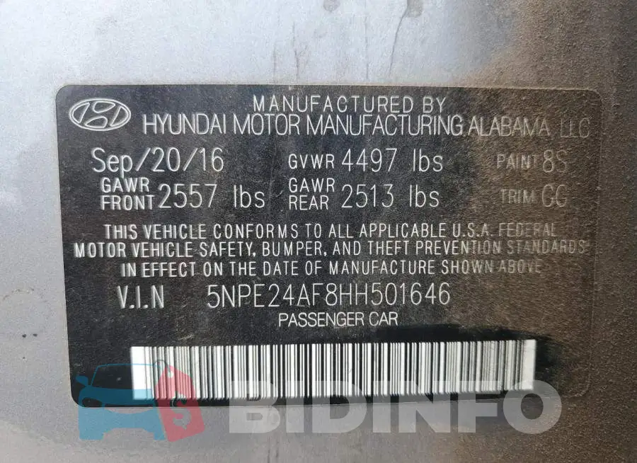 5NPE24AF8HH501646 Photo# 12