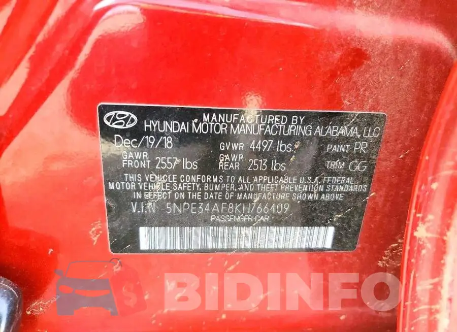 5NPE34AF8KH766409 Photo# 12