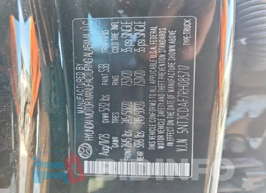 5NTJCDAF7RH085717 Photo# 12
